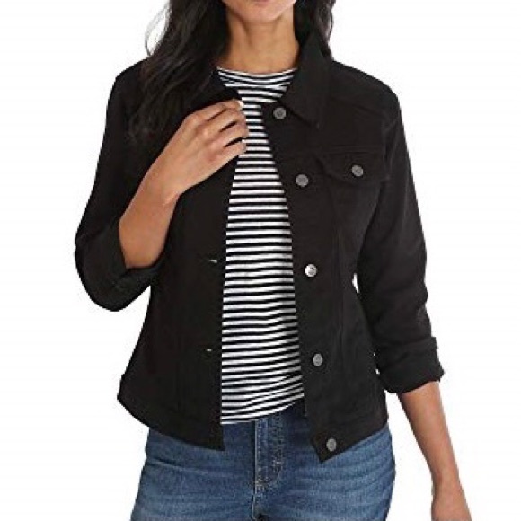 black stretch denim jacket